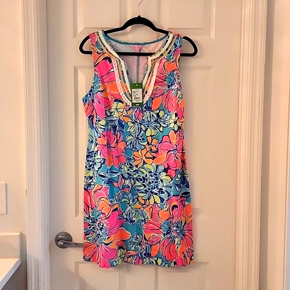 NWT Lilly Pulitzer Harper Shift in Seaside Aqua Breezy Babe - Large